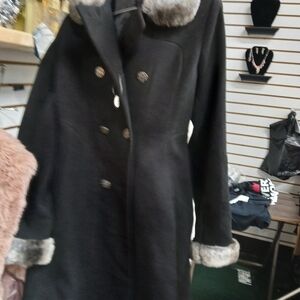 Rothschild Black Coat with Gray Fur Trim